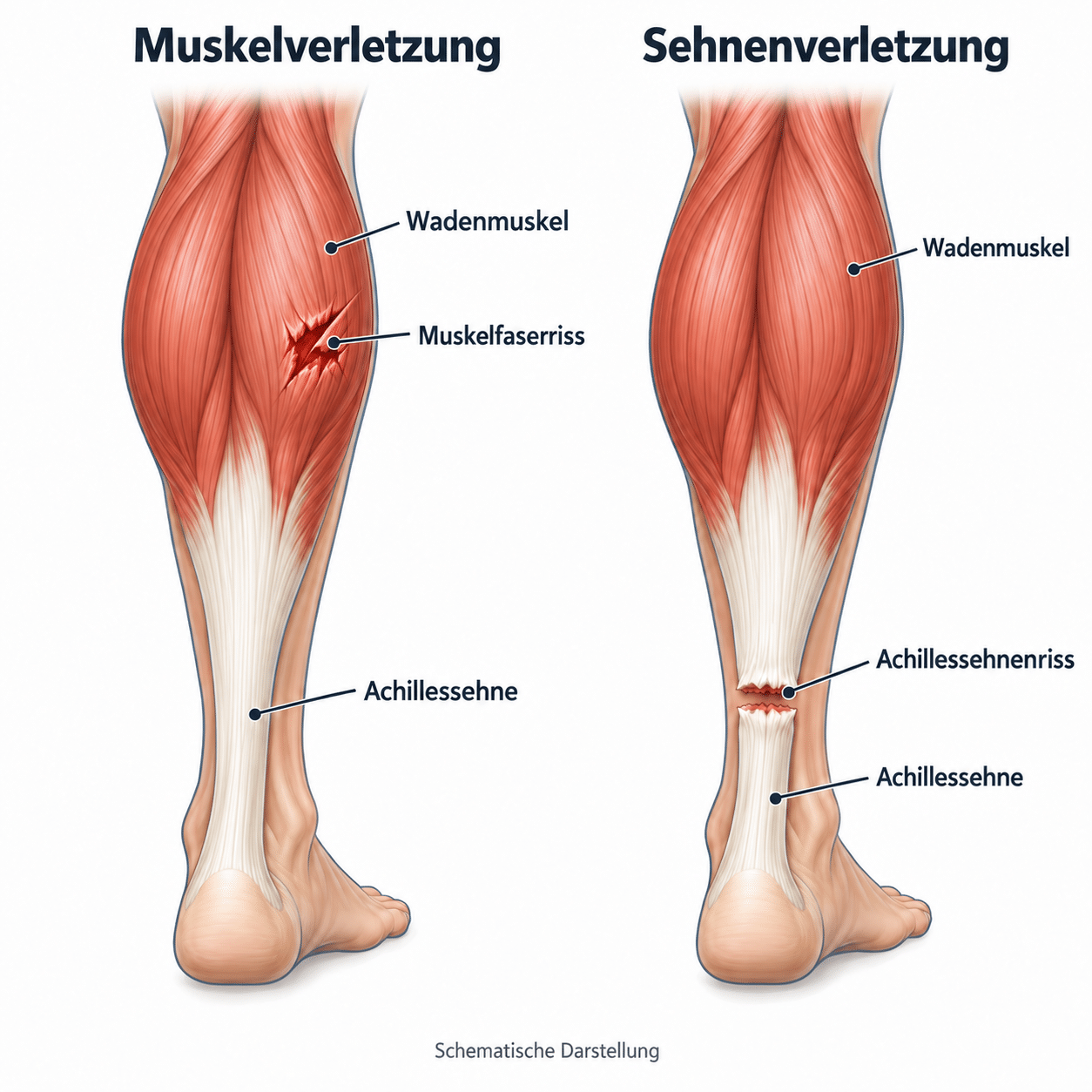 Unterschied zwischen Achillessehnenriss und Muskelfaserriss